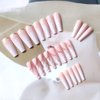 YoYoee Nude Press On Nails Coffin Long Fake Nails Acrylic Gradient False Nails Marble Full Cover Stick On Nails for Women and Girls (24 PCS)