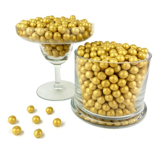 Color It Candy Shimmer Gold Sixlets 2 Lb Bag - Perfect For Table Centerpieces, Weddings, Birthday...