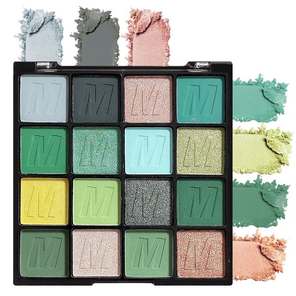 PPPanYiDi Green Eyeshadow Palette,16 Colors Matte Glitter Blendable Eyeshadow Makeup Palette,Waterproof,Highly Pigmented,Colorful Long Lasting Shimmer Forest Green Eye Shadow Palette Makeup for Women