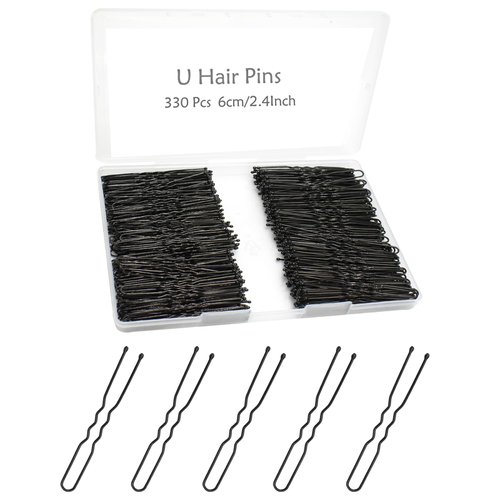 330 Count U Shaped Hair Pins for Buns, YINGFENG 2.4 inch Bun Pins Black Hair Pins for Women Girls...