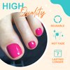 Artquee Hot Pink Fake Toenails Glossy Press on Toe Nails Short Square Shaped Toenail Cute Artificial Toes Nail Art False Tips for Women in 14 Sizes - 28Pcs Kit