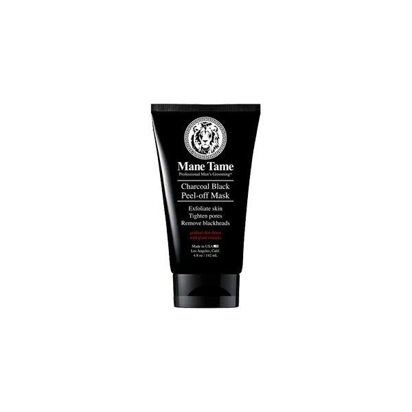 MANE TAME Charcoal Black Peel-off Mask 4.8oz/142mL - Made in USA! Gradual skin detox with plant extracts - Exfoliate skin, Tighten pores, Remove blackheads.