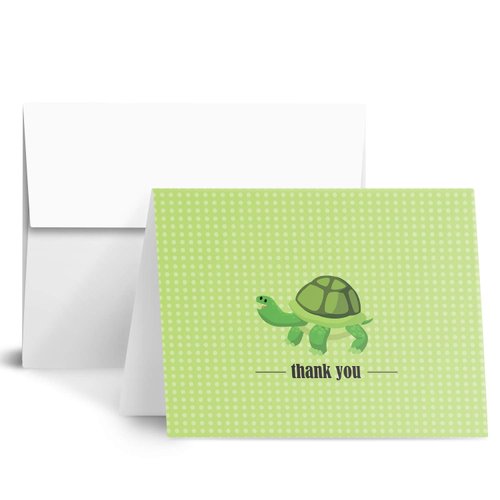 Turtle Lovely Animal Thank You Note Greeting Cards with Envelopes | Printed on Thick and Sturdy 80lb (216gsm) Cardstock | Blank Interior | A2 Size – 4.25 x 5.5” | 25 per Pack
