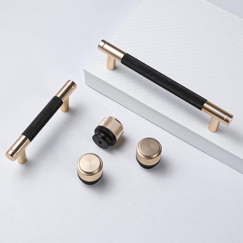 Ntresbonne 12 Pack 3 Inch 76 mm Barrel Cabinet Pulls Gold and Black Cupboard Aluminum Handles Drawer Pull Cabinet Handles