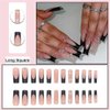 DOCVOEOMH Black Press on Nails Long Square Rhinestones Acrylic Fake Nails with 3D Alloy Butterfly Design Glue on Glossy Full Cover Artificial Gel False Stick on Nail for Girls Women Wedding 24Pcs
