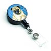 Caroline's Treasures LH9387BUBR Blue Pug Retractable Badge Reel for Nurses ID Badge Holder with Clip Retractable Employee Badge Holder, Belt Clip, Multicolor