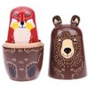 Konrisa Animal Nesting Dolls Handmade Figurine Wooden Stacking Dolls Toys for Children Kids,Home Decoration Party Supplies,Set of 5 Brown Bear