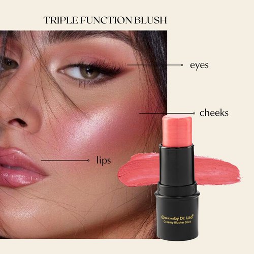 Vegan I Allergen Free Compact Illuminating Cream Blush Stick - Neutral Colors to Match Every Skin Type - (Earthy Red) EPILYNX by Dr. Liia