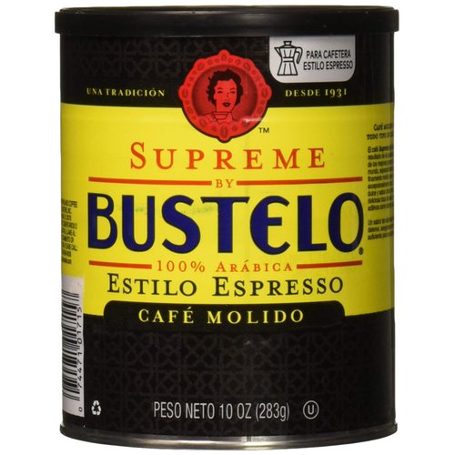 SUPREME BUSTELO ESPRESSO GROUND COFFEE CAFFEINE CAN 10 OZ - 0074471017152