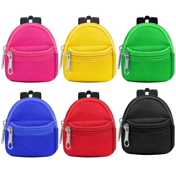 UNICORN ELEMENT 6pcs Doll Backpacks, Mini Zipper School Bags for Dolls, Cute Doll Bags School Supplies Backpack for Doll Accessories