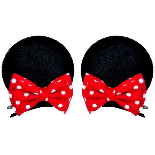 Double Bows Red Pink Polka Dots Hair Clips Costume Accessories: M23 (MC 2 Bows)