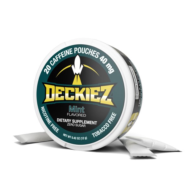 Deckiez Caffeine Pouches, 1 Can (20 Pouches), Pre Workout Pouches, Coffee Pouches & Energy Drink Alternative, 40mg Caffeine per Pouch, Sugar Free Caffeine Supplement, Mint Flavor