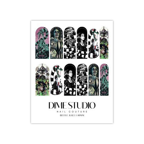 Halloween Nail Art Stickers Horror Villain Scary Ghost Beetle Juice Lydia Water Transfer Nail Wraps for Acrylic, Gel X Press On Nail Extensions (40MM MEDIUM)