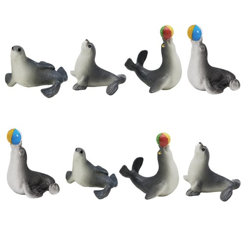 Pinenjoy 8Pcs Realistic Miniature Sea Lion Figurines Mini Resin Sea-Lion Figures Cute Ocean Animal Cake Toppers for DIY Fairy Garden Moss Landscape Aquarium Birthday Easter Crafts