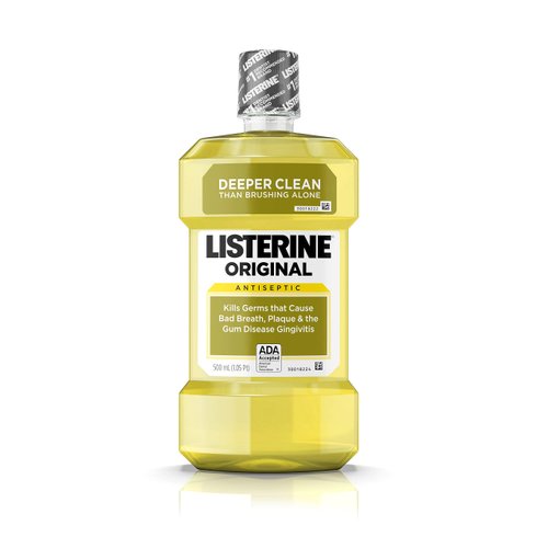 Listerine Original Oral Care Antiseptic Mouthwash with Germ-Killing Formula to Fight Bad Breath, Plaque and Gingivitis, 500 mL