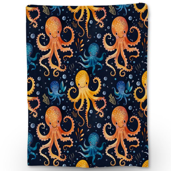 Ti Caldi Cute Octopus Blanket, Soft Warm Lightweight Flannel Throw Blanket for Couch, Bed, Travel & Outdoor, Cozy Fuzzy Blankets for Adults Kids, Home Decor 60×50 in