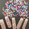 ZASKHLD Rhinestones Nail Art Charms Colorful Crystal Flatback Nail Gems 3D Mini Heart Star Nail Diamonds Kawaii Nail Crystals Mini Bling Random Nail Rhinestones for Crafts Acrylic Nail Supplies 500Pcs