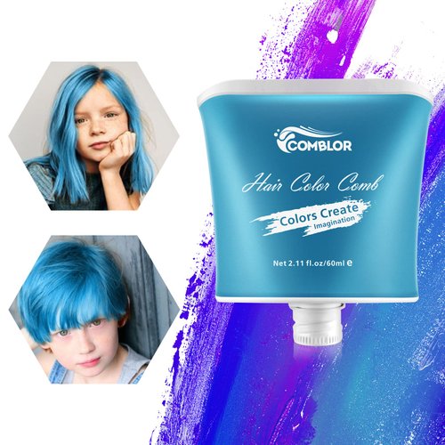 Temporary Hair Color for Kids, Comblor Blue Hair Dye, Washable Hair Color Wax for Girls Boys Teens Adults, Ideal Gifts for Birthday, Cosplay, Party, Halloween, Children's Day, Crazy Hair Day