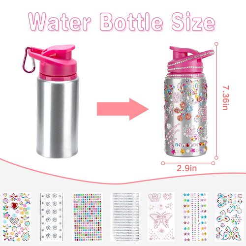 Valentines Day Gifts for Kids, Gift for Girls, Decorate Your Own Water Bottle for Girls, Gem Stickers for Kids Age 5-9, Gifts for 6 + Year Old Girls DIY Toys Arts and Crafts Kit Ideas Birthday