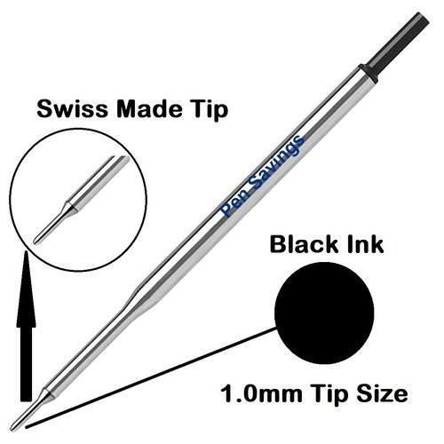 5 Pen Savings Ballpoint Pen Refills Compatible with Papermate Lubriglide, Aspire, PhD Pens, Medium Point, Bulk Packed (Black)