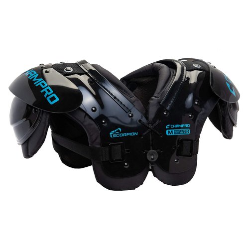 CHAMPRO Scorpion Youth Football Shoulder Pad, Black, Blue, 80-110 lbs