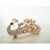 Generic Smaller pearl and crystal peacock hair clip clamp barrette