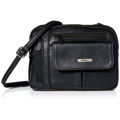 MultiSac Zippy Triple Compartment Crossbody Bag, Black (Vintage Nappa)
