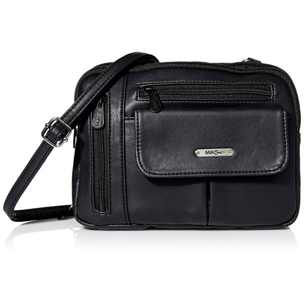MultiSac Zippy Triple Compartment Crossbody Bag, Black (Vintage Nappa)