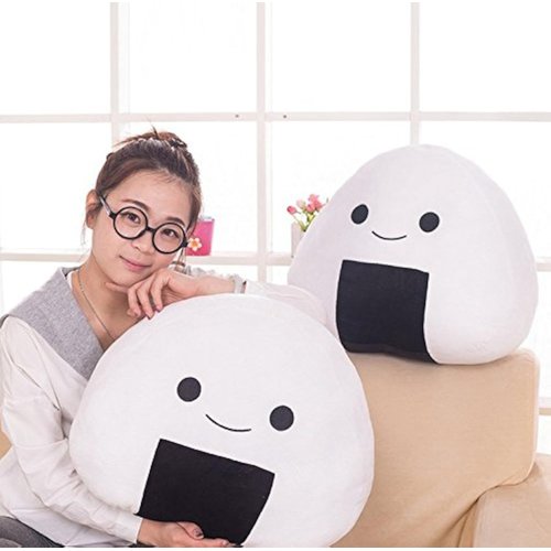 Stuffed Short Plush Onigiri Sushi Girls Birthday Gift Food Neck Pillow Cushions Nap Doll Home Essential (30cm*11cm*26cm)
