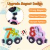 Humerry Train Set for Toddlers 2-4, Wooden Animal Magnetic Train Toy, 11 PCS Number Trains Learning Activities for Kids, Birthday Gifts for Boys, Girls
