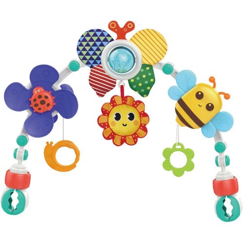 KAMIDOTA Baby Stroller Arch Toy Adjustable Stroller Car Seat Toys Toddlers Crib Bouncer Pram Bassinet Activity Arch Toys Educational Montessori Toy Gifts (Bee Pattern)