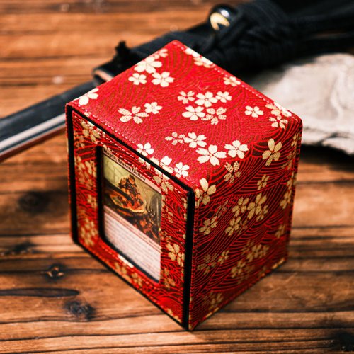 KakapopoTCG The Shogun Deckimono: a Kimono Deck Box for MTG Magic FaB EDH Commander YGO DND Spell Cards FaB PTCG TCG (Blood Blossoms)