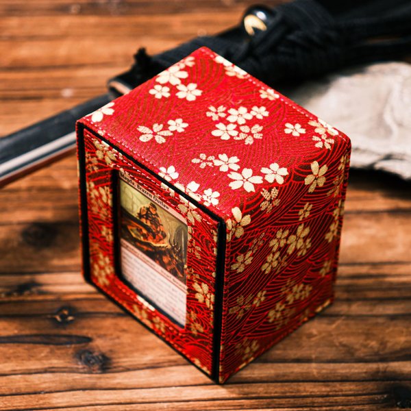 KakapopoTCG The Shogun Deckimono: a Kimono Deck Box for MTG Magic FaB EDH Commander YGO DND Spell Cards FaB PTCG TCG (Blood Blossoms)