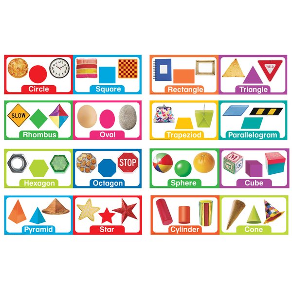 Eureka Shapes and Solids Mini Bulletin Board Set and Classroom Decorations for Teachers, 16 Pieces