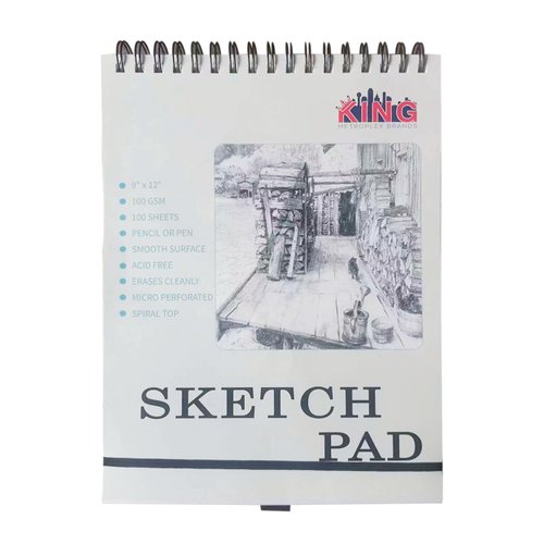9 x 12 inches Sketch Book, Pencil Holder, Elastic Band, Spiral Top, 1 Pack 100-Sheets (68lb/100gsm), Acid Free Art Sketchbook Artistic Drawing Writing Paper for All Ages and Skill Level Artists