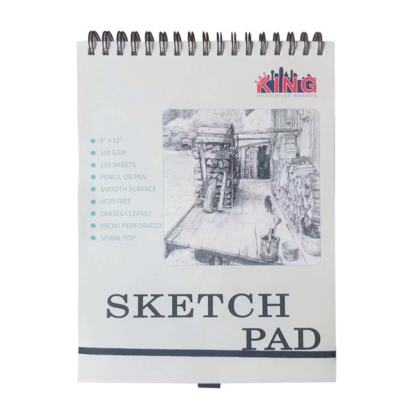 9 x 12 inches Sketch Book, Pencil Holder, Elastic Band, Spiral Top, 1 Pack 100-Sheets (68lb/100gsm), Acid Free Art Sketchbook Artistic Drawing Writing Paper for All Ages and Skill Level Artists