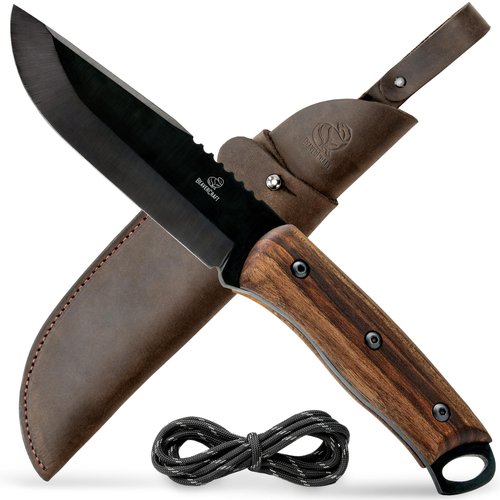 BeaverCraft Bushcraft Knife for Men Camping Knife Survival Fixed Blade Knife with Sheath Full Tang Knife Carbon Steel Camp Knife Tactical Bush Knife with Sheath for Belt, Camping Knives | BSH4 Dusk