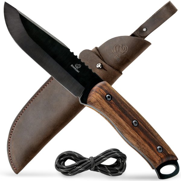 BeaverCraft Bushcraft Knife for Men Camping Knife Survival Fixed Blade Knife with Sheath Full Tang Knife Carbon Steel Camp Knife Tactical Bush Knife with Sheath for Belt, Camping Knives | BSH4 Dusk