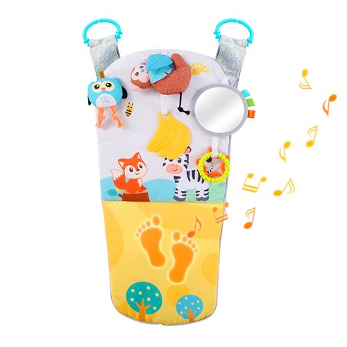 Koty Infant Car Seat Toys, Kick and Play Baby Activity Center with Teethers, Music, Squeaker, Adjustable Travel Rear Facing Car Seat Toys, Developmental Toys for Babies Carseat Toys 6 to 12 Months
