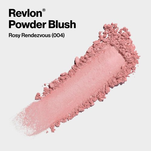 Revlon Powder Blush, Face Makeup Stocking Stuffers for Women, Buildable Color, Lightweight & Smooth Finish, 004 Rosy Rendezvous, 0.17 oz