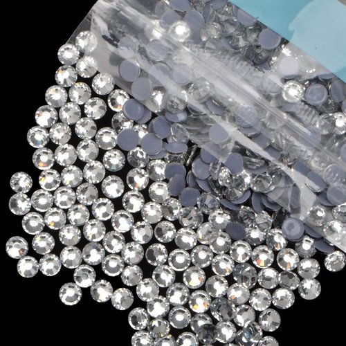 4500 Pieces Hot Fix Glass Flatback Rhinestones HotFix Round Crystal Gems (Crystal Clear, SS6)