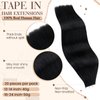 Hetto Tape in Hair Extensions Human Hair #1 Jet Black Tape in Hair Extensions Invisible 22 Inch Real Human Hair Tape in Extensions Seamless Double Sided 50g 20pcs