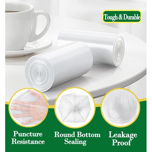 Hommaly 1.2 Gallon 240 Piece Small Clear Trash Bags, Scent Free, Anti-Puncture, Leak Proof, Perfect Fit for 3-6 Liter Waste Bins
