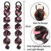 Braided Ponytail Extension with Hair Tie Pink and Black Bubble Wrap Around Pony Tail Hair Extensions 2 Pcs Natural Soft Elastic Hair Band Hairpieces Synthetic Hair Piece for Women Daily Wear