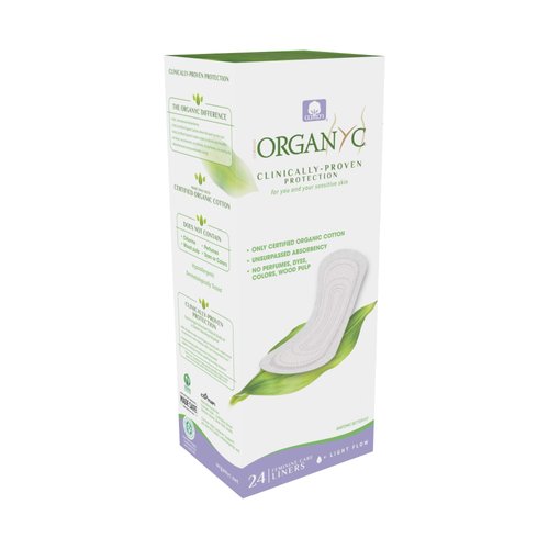ORGANYC Hypoallergenic 100% Organic Cotton Panty Liners, flat, 24-count Boxes (Pack of 2)