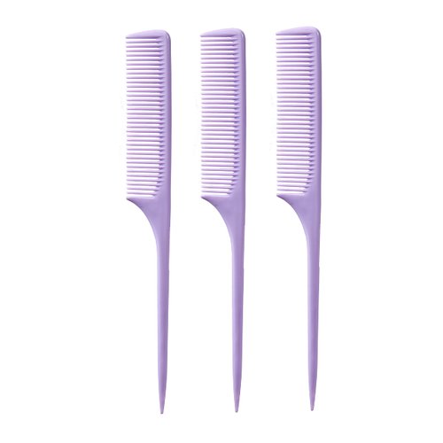 Allegro Combs 61 XL Rat Tail Combs Wide Tooth Comb Detangling Hair Styling Coarse Hair Foiling Thick Back Parting Combs Hairstylist Combs For Women Made In USA 3 Pc. (Lavender)
