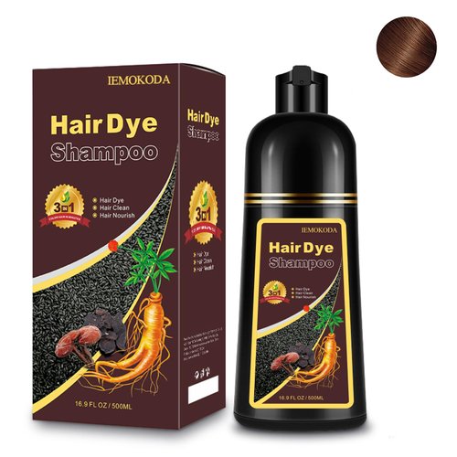 Fedulili Hair Dye Shampoo 3-in-1 Champu Para Canas Mujer, Instant Light Brown Herbal Hair Color Treated Shampoo, Long Lasting Easy to Use, for Women Men Christmas Gift, 500ml