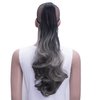 IMISSU Curly Ombre Color Claw Ponytail Hair Extensions Pony Tail Clip in Hairpiece (Ombre Dark Grey)
