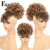 Fayasu Afro Puff Drawstring Ponytail with Kinky Curly Hair Clip in Bangs Short Ponytail Extension Black Girl Updo Hairpieces for Black Women (T30)