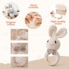 Baby Rattle Toys for Babies 0-6 Months Bunny Wooden Rattle for Baby Handmade Crochet Wooden Baby Rattle Organic Wooden Baby Toys Baby Stuffed Animals for Newborn